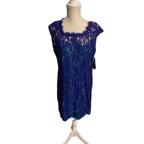 Nicole Miller Artelier Navy & Turquoise Dress - Picture 1 of 7